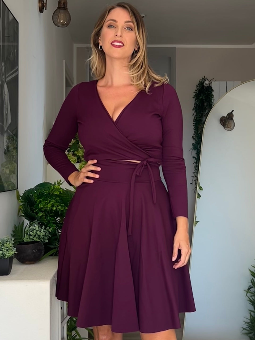 Gonna Midi Punto Milano - Viola Mulberry (PREORDER)