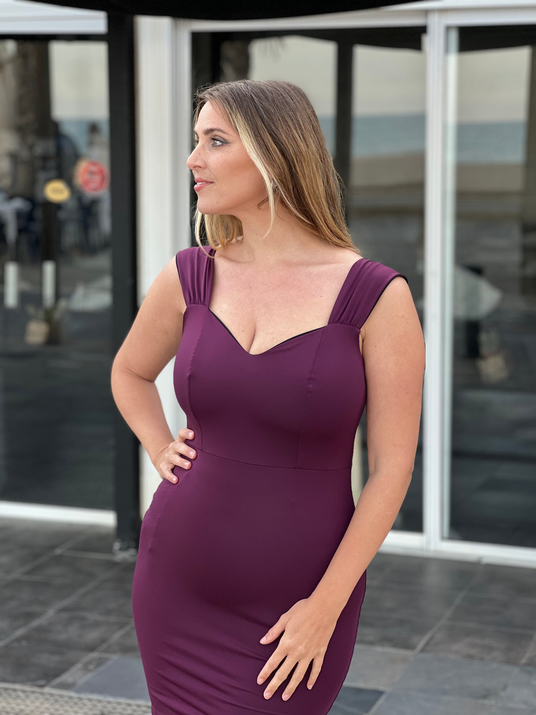 Tubino AUDREY Corsetto Sculpt - Nero/Viola Mulberry