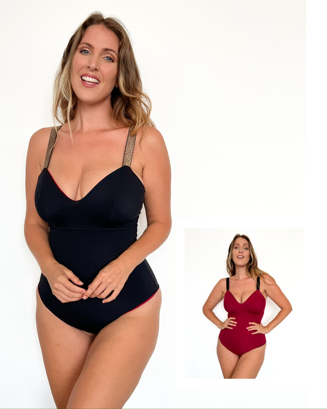 Body DIANA - Sculpt Reversibile NERO/ROSSO PROFONDO