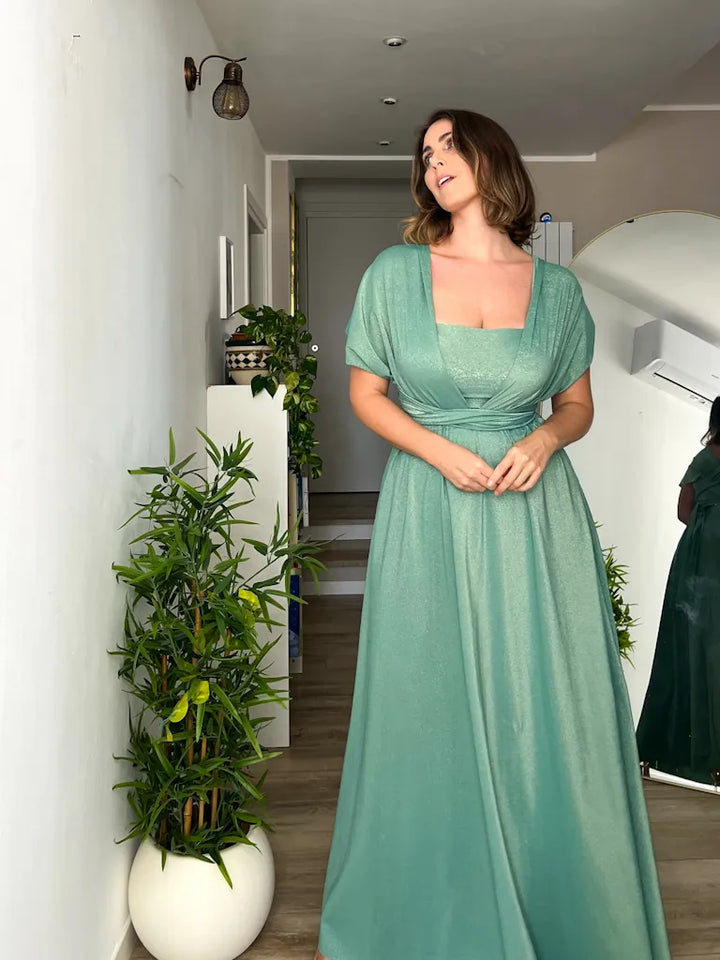Abito OLIMPIA Multi-way - Lurex editon - Porcelain Green