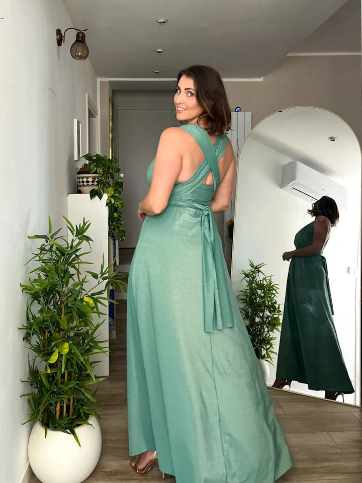 Abito OLIMPIA Multi-way - Lurex editon - Porcelain Green