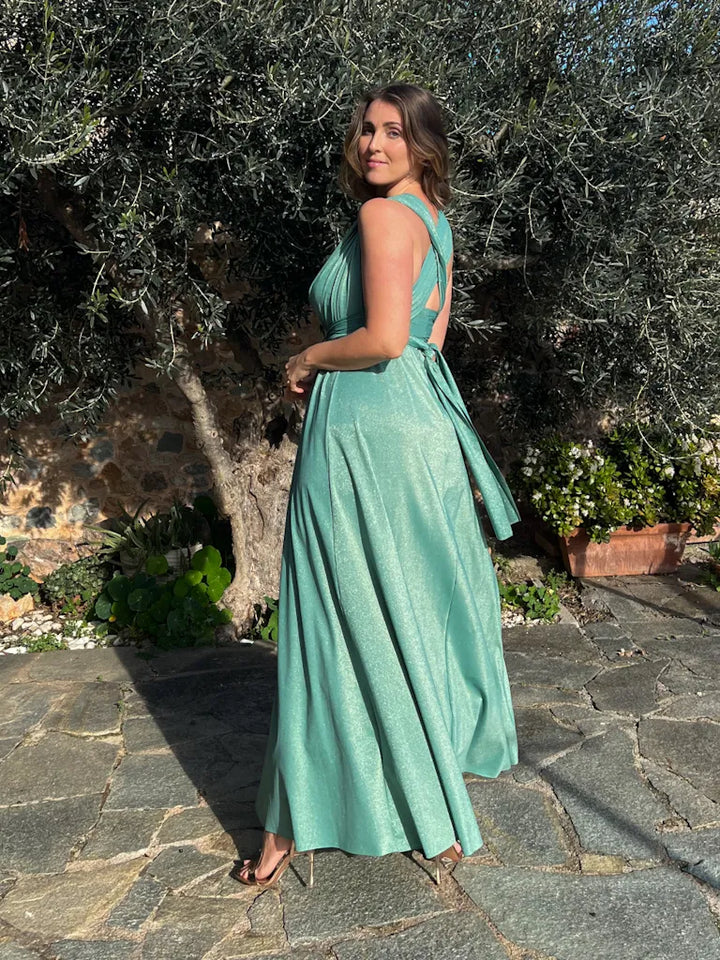 Abito OLIMPIA Multi-way - Lurex editon - Porcelain Green