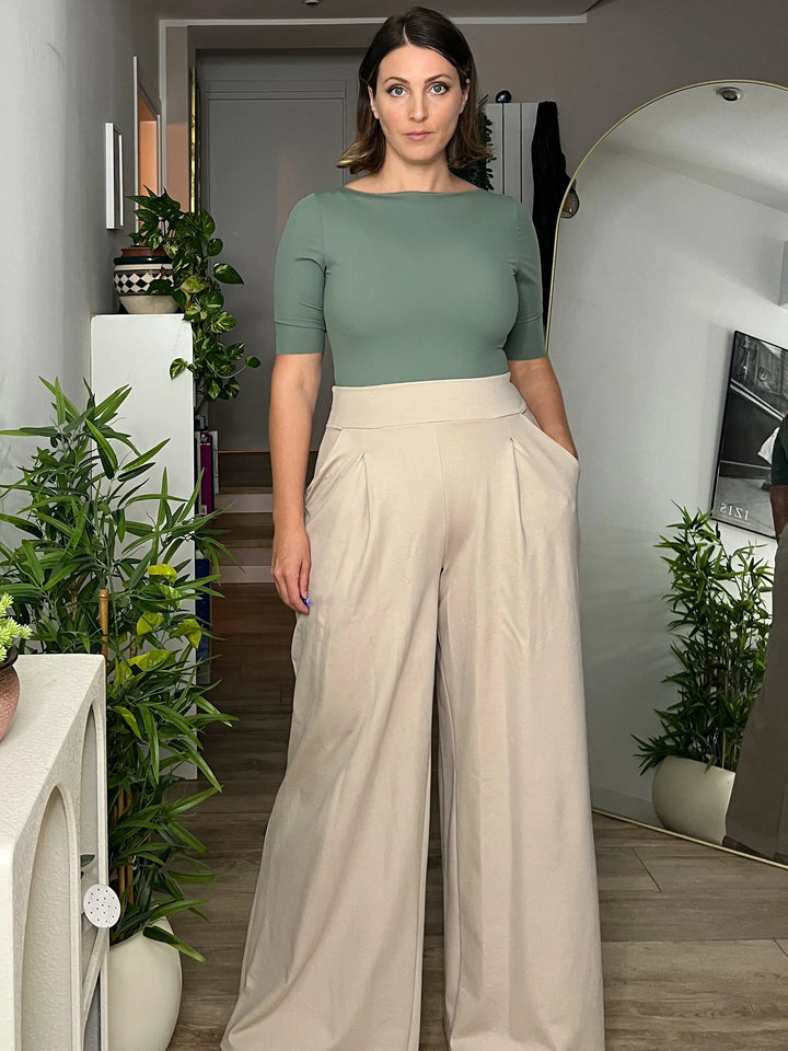 Pantalone THE BOSS wide fit - Punto Milano - STONE BEIGE