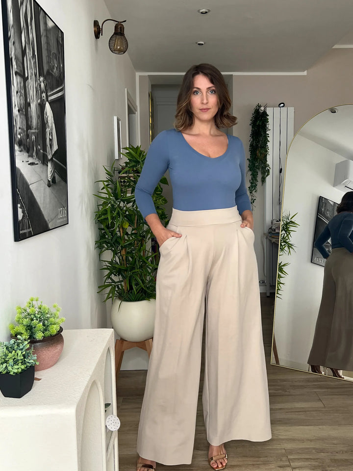 Pantalone THE BOSS wide fit - Punto Milano - STONE BEIGE