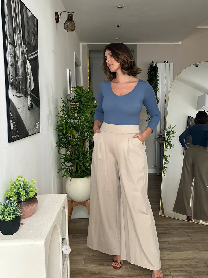 Pantalone THE BOSS wide fit - Punto Milano - STONE BEIGE