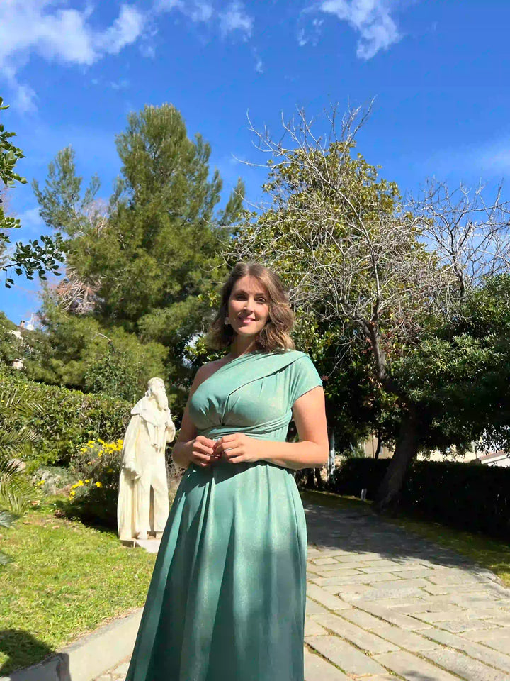 Abito OLIMPIA Multi-way - Lurex editon - Porcelain Green