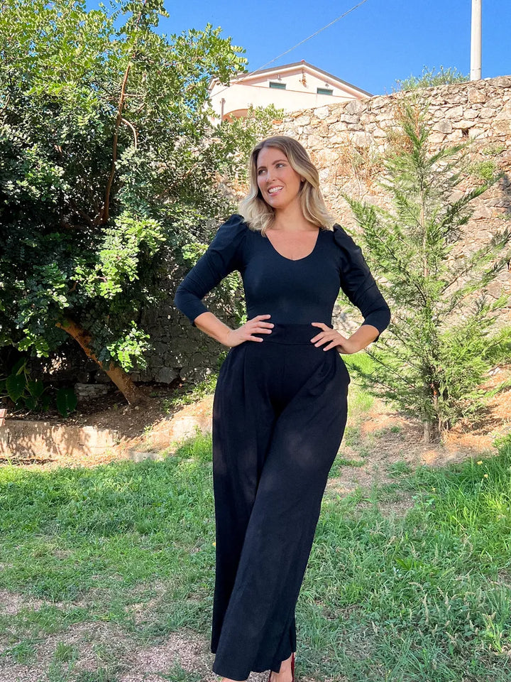 Body RUFFLE Maniche a Sbuffo - NERO