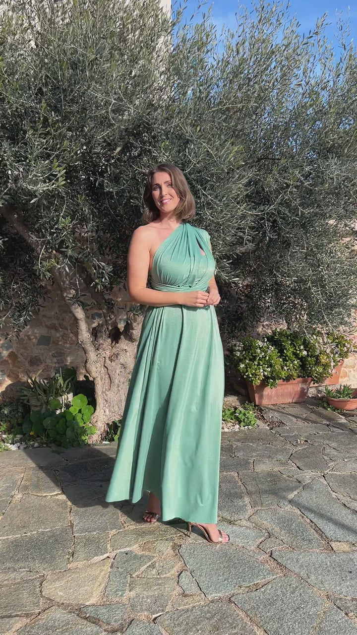 Abito OLIMPIA Multi-way - Lurex editon - Porcelain Green