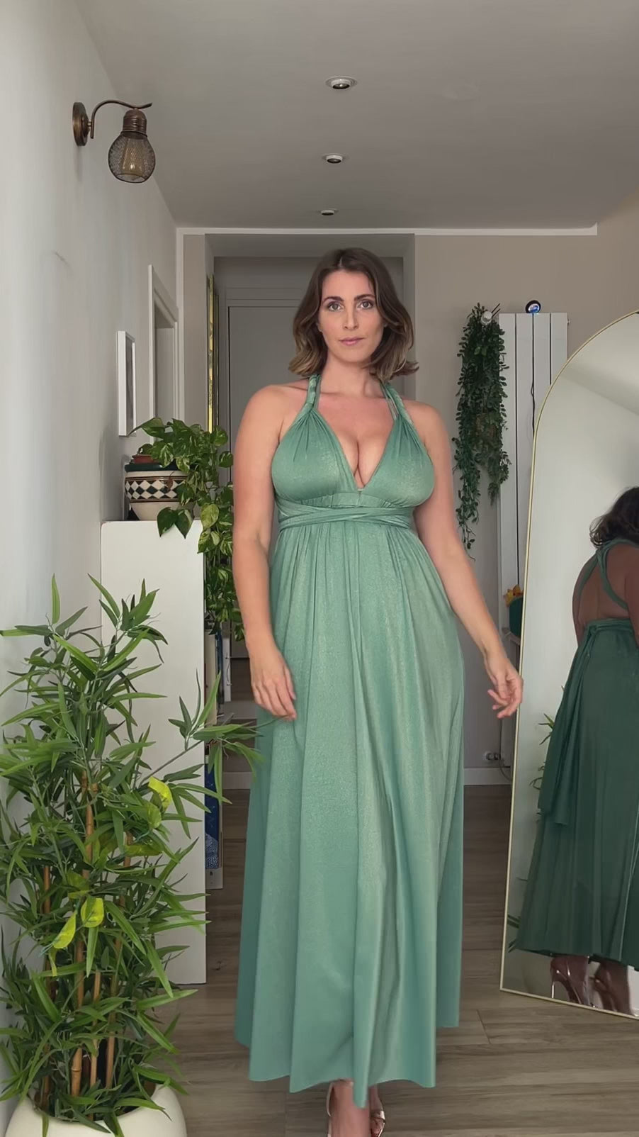 Abito OLIMPIA Multi-way - Lurex editon - Porcelain Green