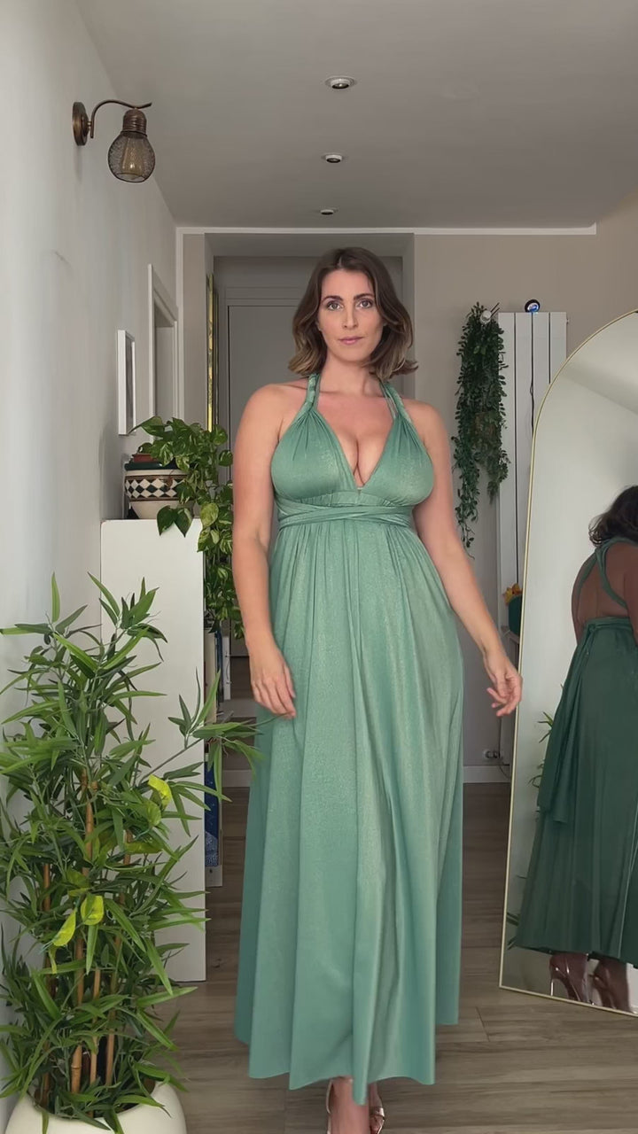 Abito OLIMPIA Multi-way - Lurex editon - Porcelain Green